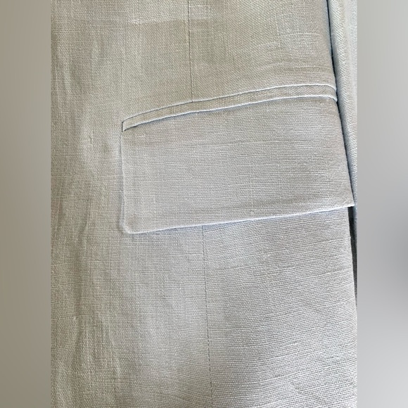 Light blue 100% linen long blazer double collar 4 front buttons 2 pockets US 10 - Picture 7 of 16
